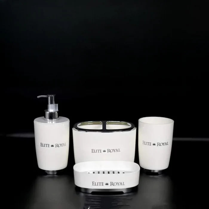 4Pcs Elegant Bathroom Set, High Quality Bath Accessories, Toothbrush Holder, Soap Dish And Lotion Dispenser