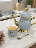 Luxury 8PCs Ceramic Tea Set With 360 Rotatable Tray