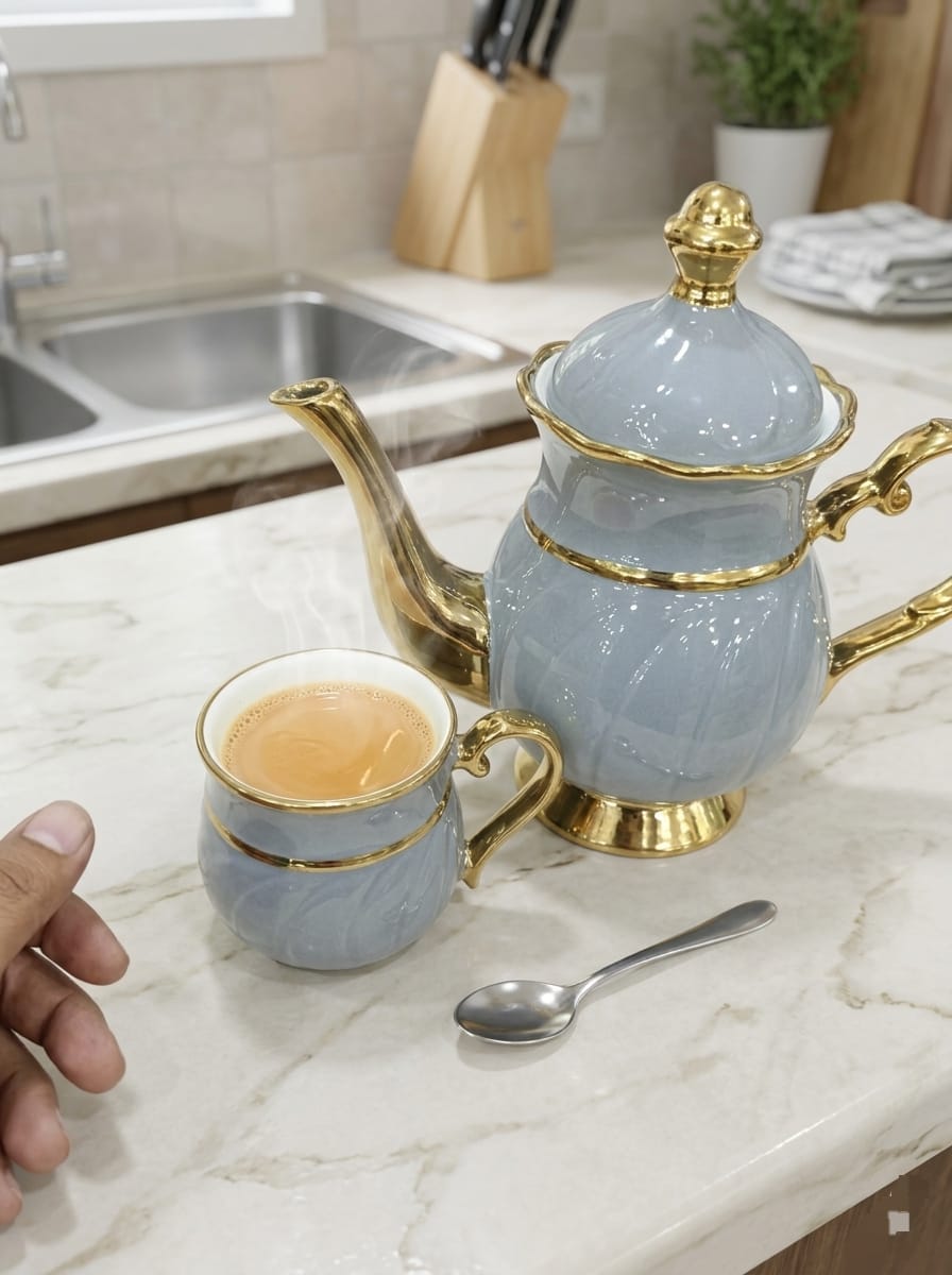 Luxury 8PCs Ceramic Tea Set With 360 Rotatable Tray