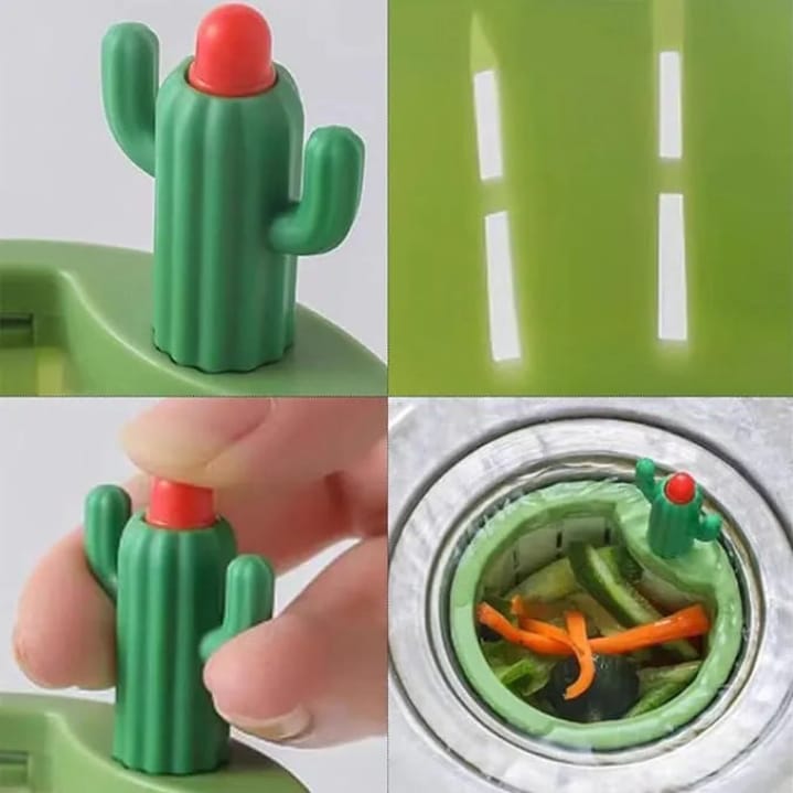 2 pcs Pemium Creative Cactus Design Sink Filter Basket | Multifunctional Kitchen Drain Net Strainer for Food Waste