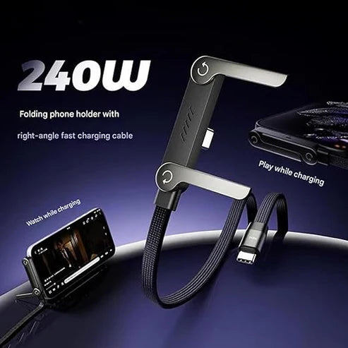 240W Type C Charging Cable with Built-in Phone Stand