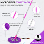 Telescopic Twister Mop with Microfiber Head – Self Wringing Floor Cleaning Mop