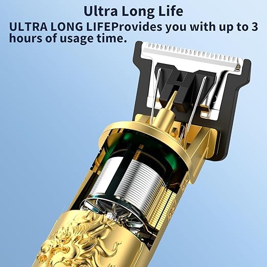 Cordless Hair Clipper & Beard Trimmer For Men, Zero Gapped T-Blade Electric Shaver With 4 Adjustable Combs – Perfect Grooming Kit For Mustache, Hair & Face, Golden