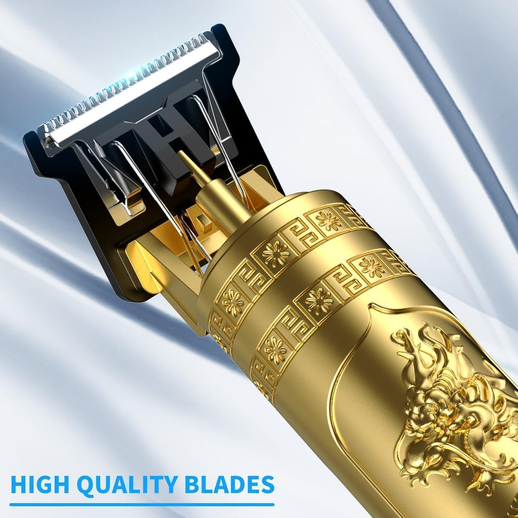 Cordless Hair Clipper & Beard Trimmer For Men, Zero Gapped T-Blade Electric Shaver With 4 Adjustable Combs – Perfect Grooming Kit For Mustache, Hair & Face, Golden