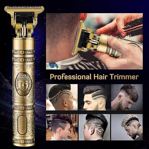 Cordless Hair Clipper & Beard Trimmer For Men, Zero Gapped T-Blade Electric Shaver With 4 Adjustable Combs – Perfect Grooming Kit For Mustache, Hair & Face, Golden