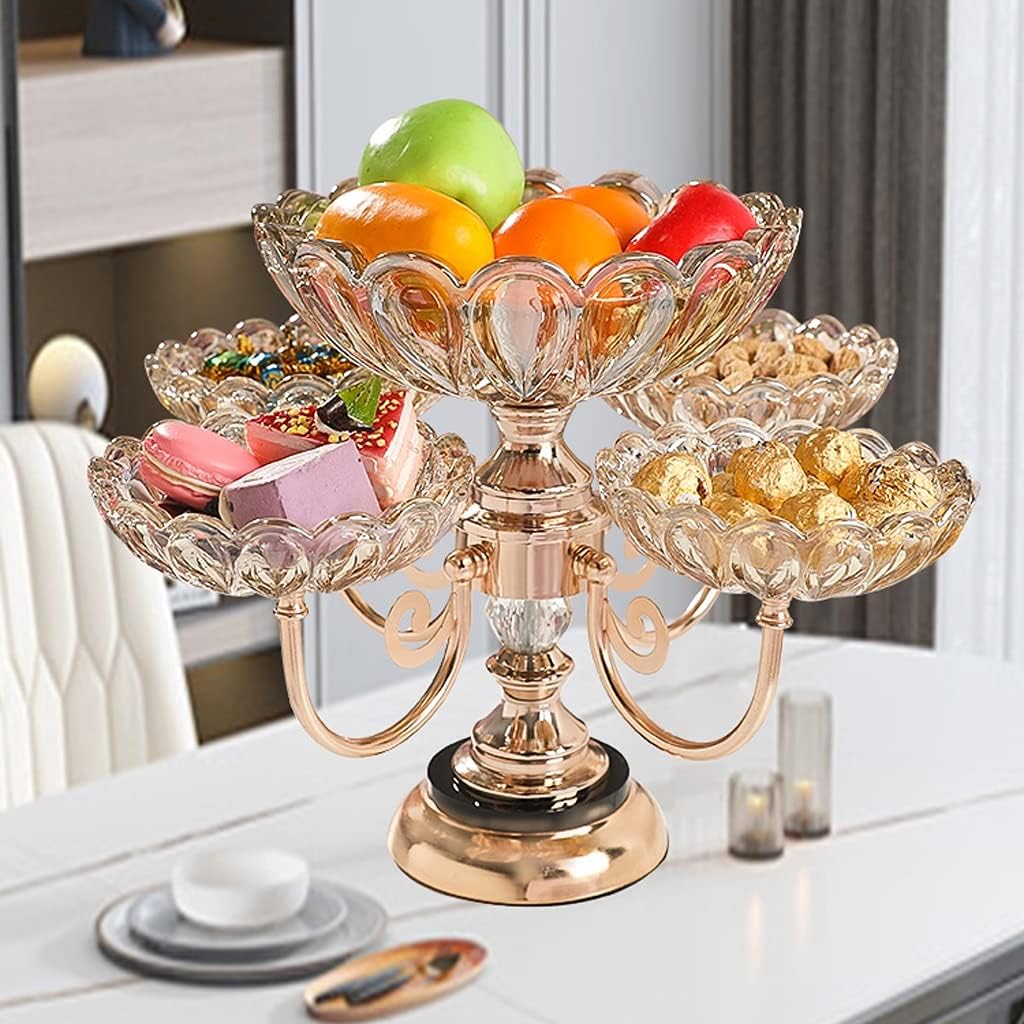 Crystal plates fruit bowl multilayer snacks platters and trays Modern Rotate 360 degrees Snack candy tray dry fruit plate