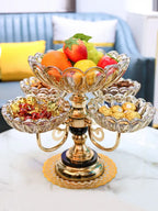 Crystal plates fruit bowl multilayer snacks platters and trays Modern Rotate 360 degrees Snack candy tray dry fruit plate