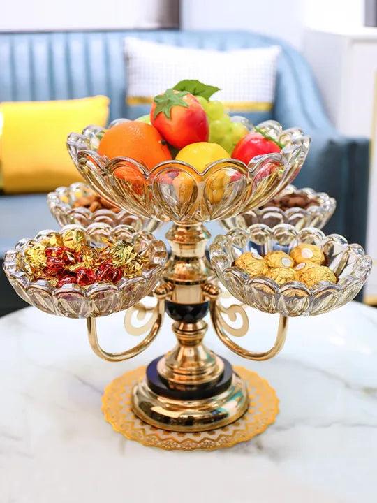 Crystal plates fruit bowl multilayer snacks platters and trays Modern Rotate 360 degrees Snack candy tray dry fruit plate
