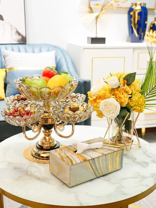 Crystal plates fruit bowl multilayer snacks platters and trays Modern Rotate 360 degrees Snack candy tray dry fruit plate