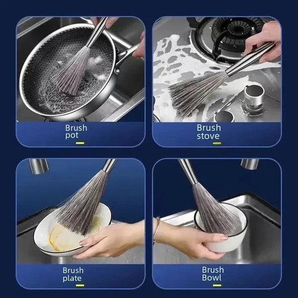 Stainless Steel Pan Scrub Brush Pot Brush (Pack of 2)