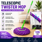 Telescopic Twister Mop with Microfiber Head – Self Wringing Floor Cleaning Mop