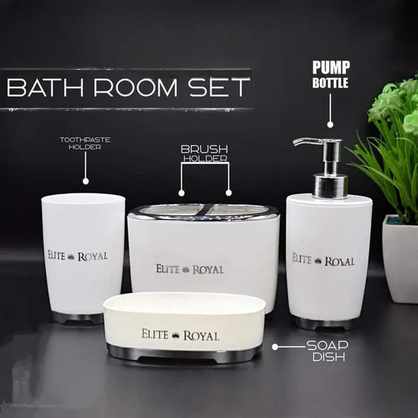4Pcs Elegant Bathroom Set, High Quality Bath Accessories, Toothbrush Holder, Soap Dish And Lotion Dispenser