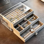 Acrylic 3 Drawers shelf velvet jewellery box