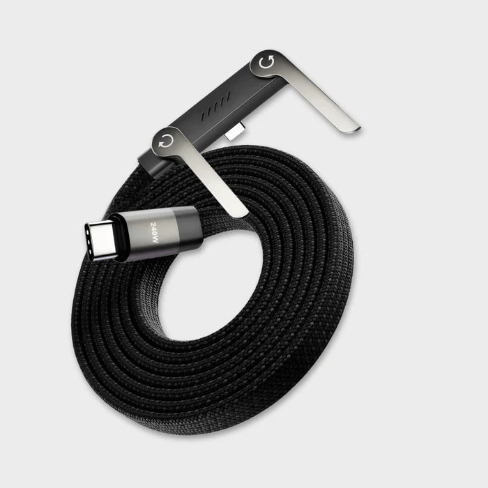 240W Type C Charging Cable with Built-in Phone Stand