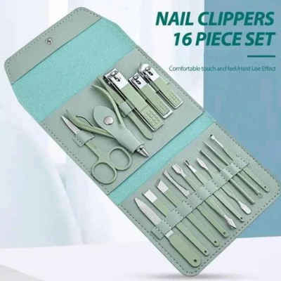 16-piece manicure pedicure set with case - Nail kit