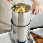 Deep Fryer Set with Stainless Steel Deep Fry Basket Deep Frying Pot Iron & Wire Mesh French Frying Basket Stainless Steel with Handle for Restaurant Kitchen Cooking Tool