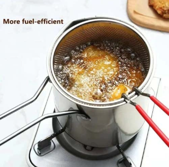 Deep Fryer Set with Stainless Steel Deep Fry Basket Deep Frying Pot Iron & Wire Mesh French Frying Basket Stainless Steel with Handle for Restaurant Kitchen Cooking Tool
