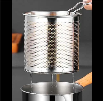 Deep Fryer Set with Stainless Steel Deep Fry Basket Deep Frying Pot Iron & Wire Mesh French Frying Basket Stainless Steel with Handle for Restaurant Kitchen Cooking Tool