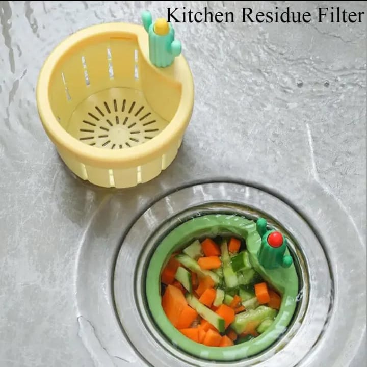2 pcs Pemium Creative Cactus Design Sink Filter Basket | Multifunctional Kitchen Drain Net Strainer for Food Waste