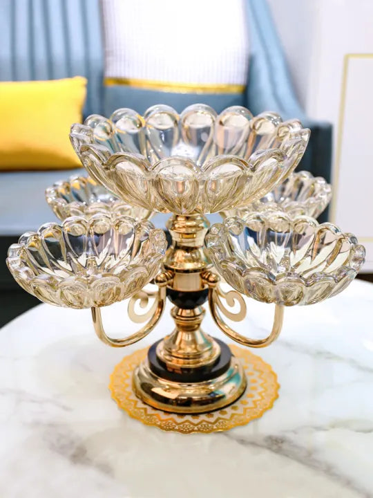 Crystal plates fruit bowl multilayer snacks platters and trays Modern Rotate 360 degrees Snack candy tray dry fruit plate