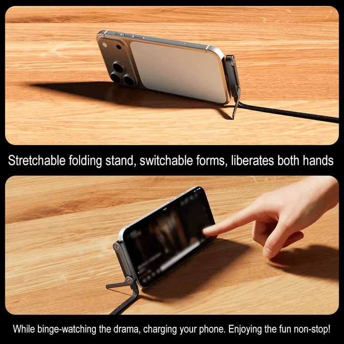 240W Type C Charging Cable with Built-in Phone Stand